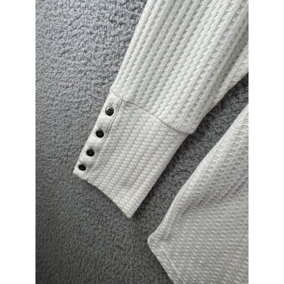 Chaser Womens Cream Waffle Henley Long Sleeve Top With Button Accents Size XXL - Picture 4 of 7